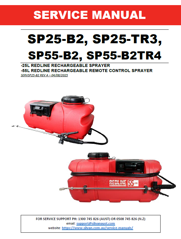 25L/55L REDLINE RECHARGEABLE SPRAYER (SP25-B2, SP25-TR3, SP55-B2, SP55-B2TR4)